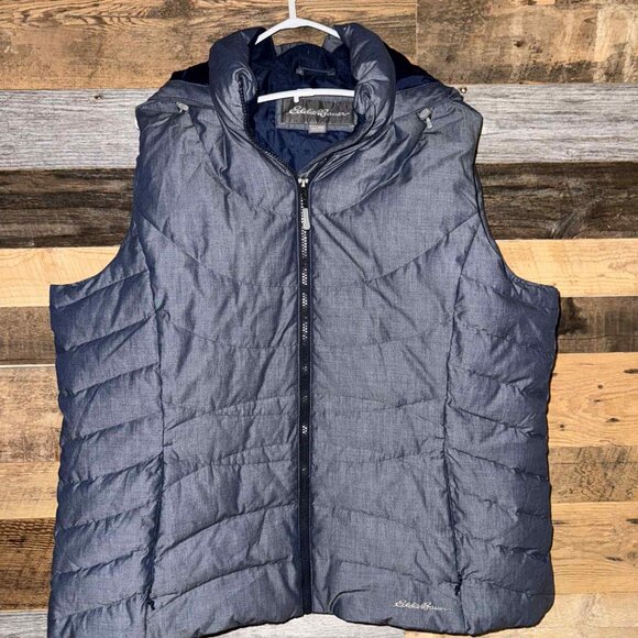Women Plus Size Eddie Bauer Vest Blue Down Puffer EB650 Fill Lightweight Quilted - Picture 1 of 7